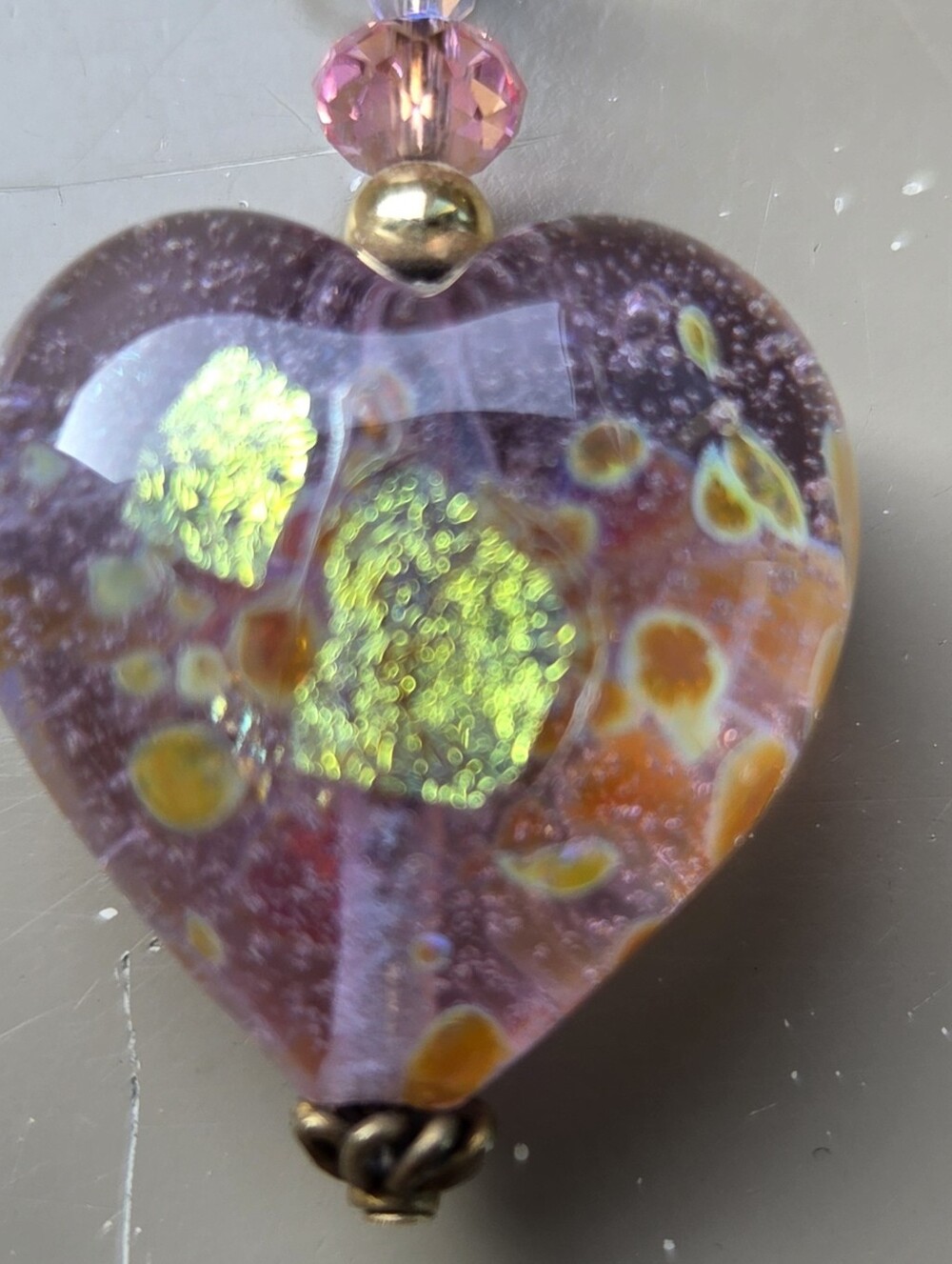 Artisan Purple Heart Glass Pendant
